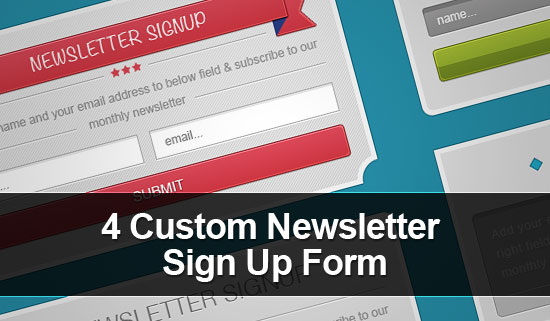 4 Styles Newsletter Signup Form PSD Template